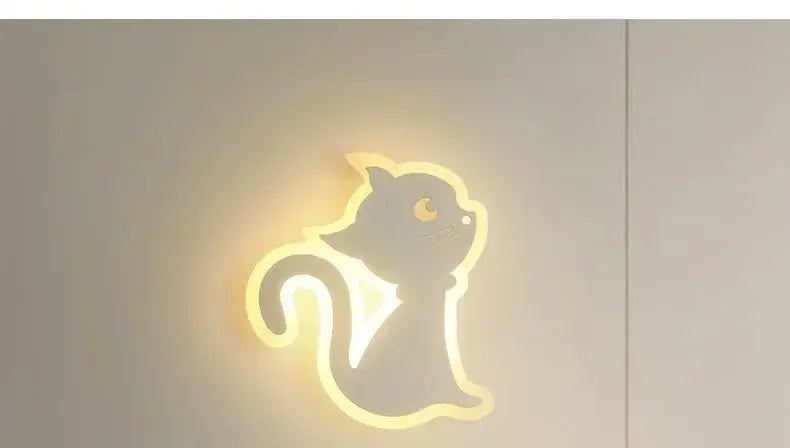 Children's room wall light Northern Europe modern simple creative male and female bedroom minimalist bedside lamp cat wall light tableandwalllamps