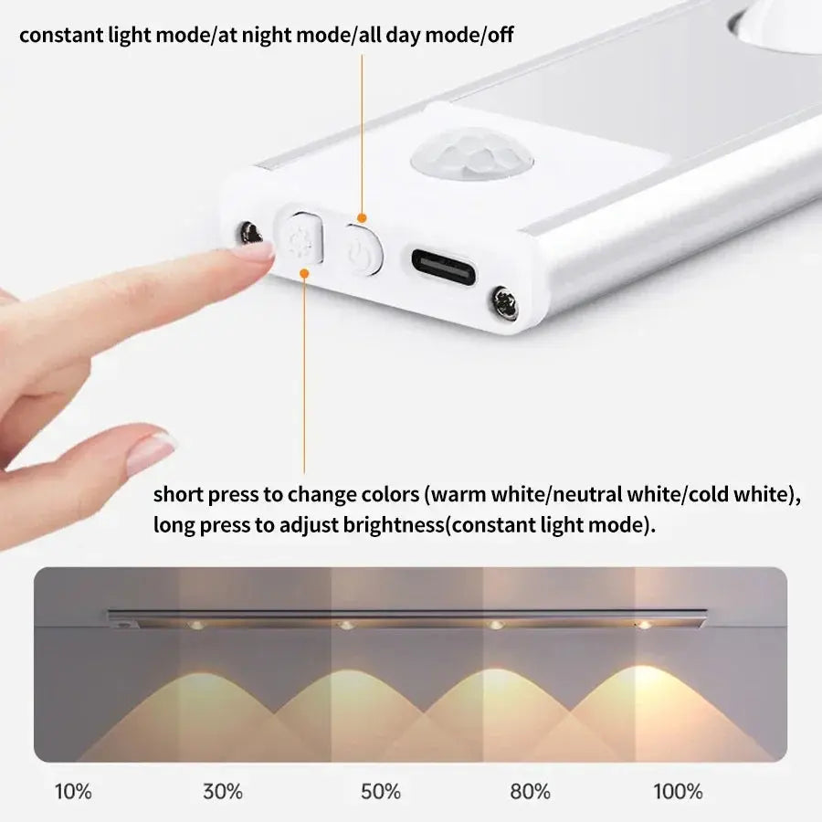 20/30/40/50cm LED Bar Light Motion Sensor USB Rechargeable LED Light for Kitchen Wardrobe Bedroom Indoor Lighting Cabinet Light tableandwalllamps