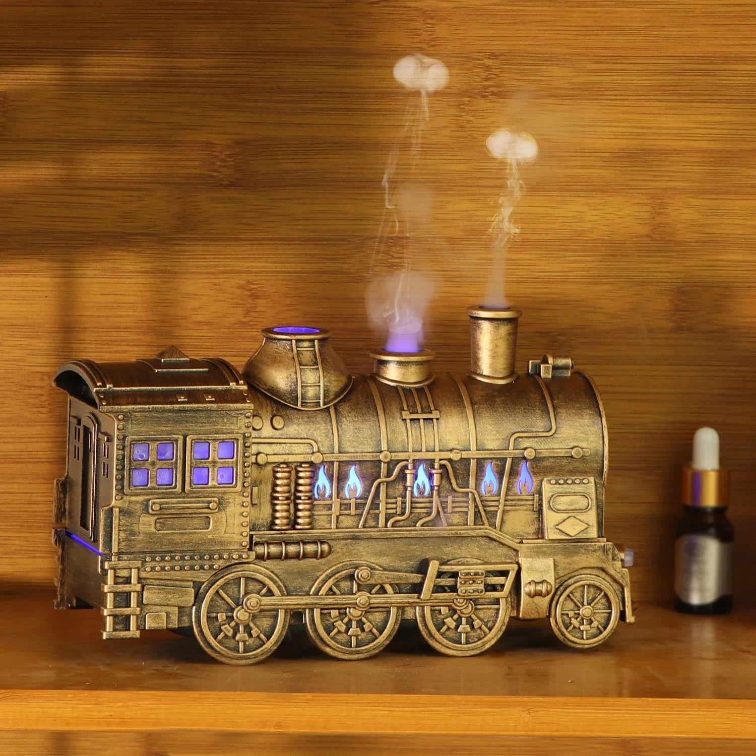 Mini Train Shape Aromatherapy Essential Oil Diffuser Ultrasonic Cool Mist Air Humidifier with LED Lamp Aroma Difusor Atomizer tableandwalllamps