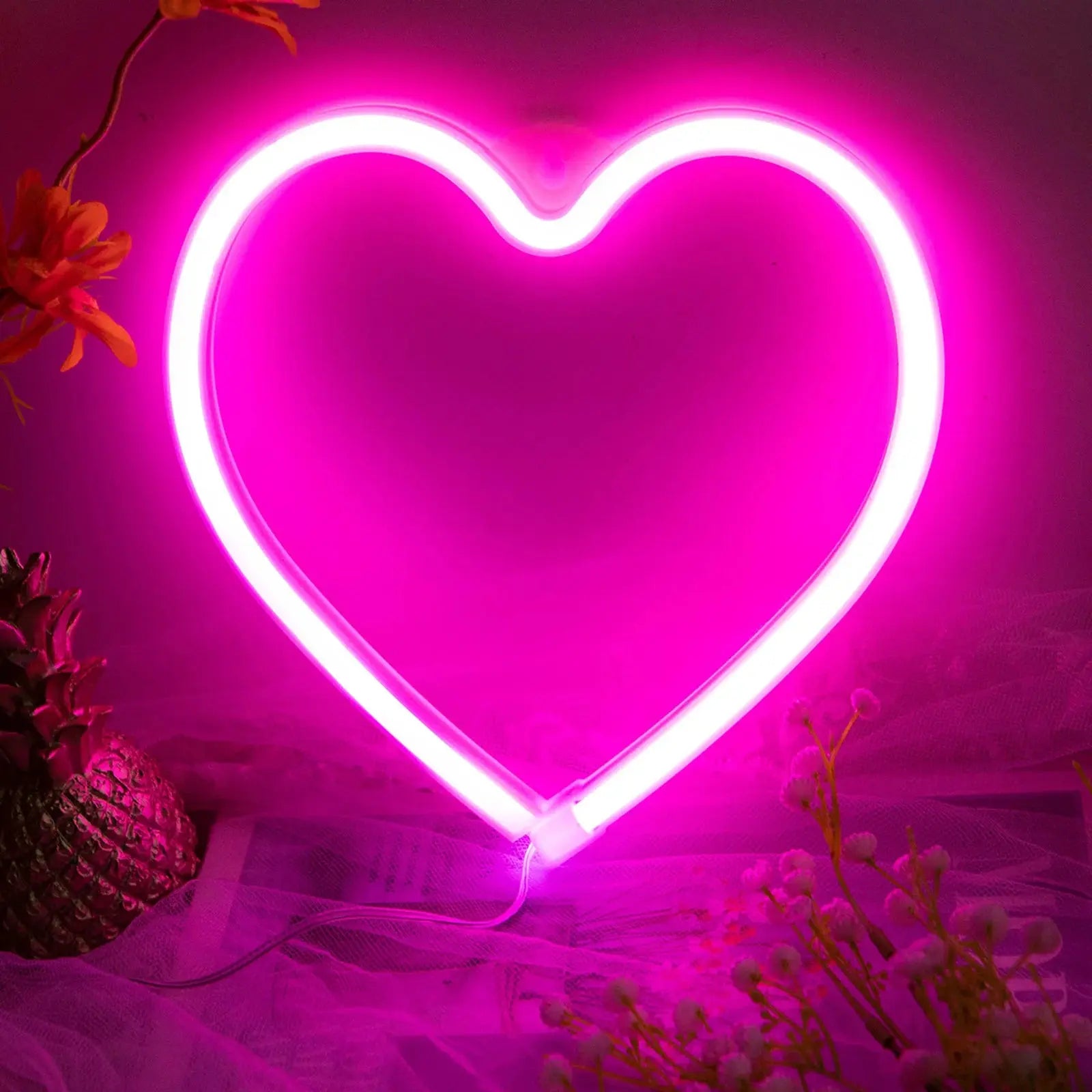 USB Romantic Atmosphere Led Neon Light Sign Heart Shape Wall Mounted Night Light For Valentine's Day Bar Bedroom Living Room tableandwalllamps