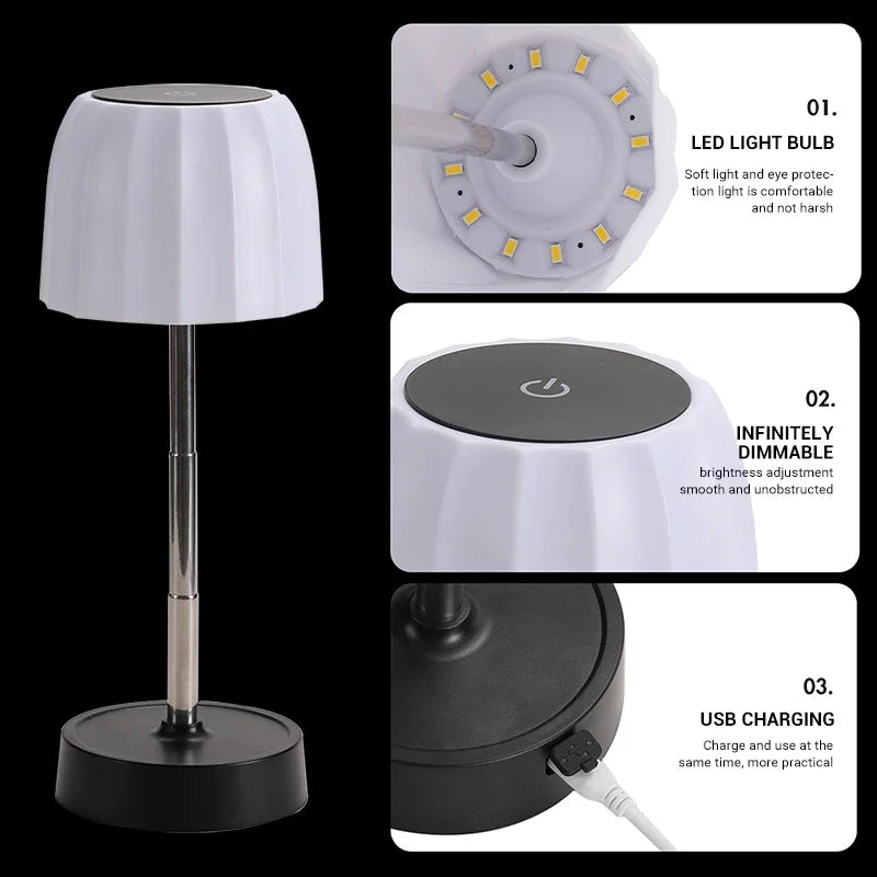 LED Rechargeable Table Lamp Wireless Touch Desktop Bedside Mood Night Light for Bedroom Study Office Bar Outdoor Club Cafe Decor tableandwalllamps