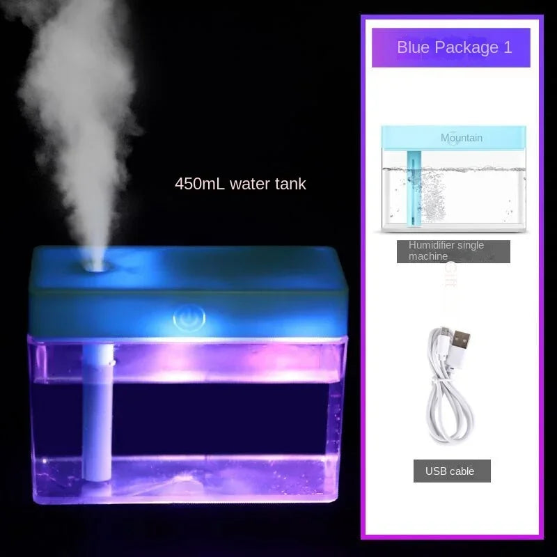 USB Humidifier Dual Nozzle Essential Oil Diffuser Large Mist Volume Silent Ultrasonic Air Purifier Desktop Aromatherapy Machine tableandwalllamps