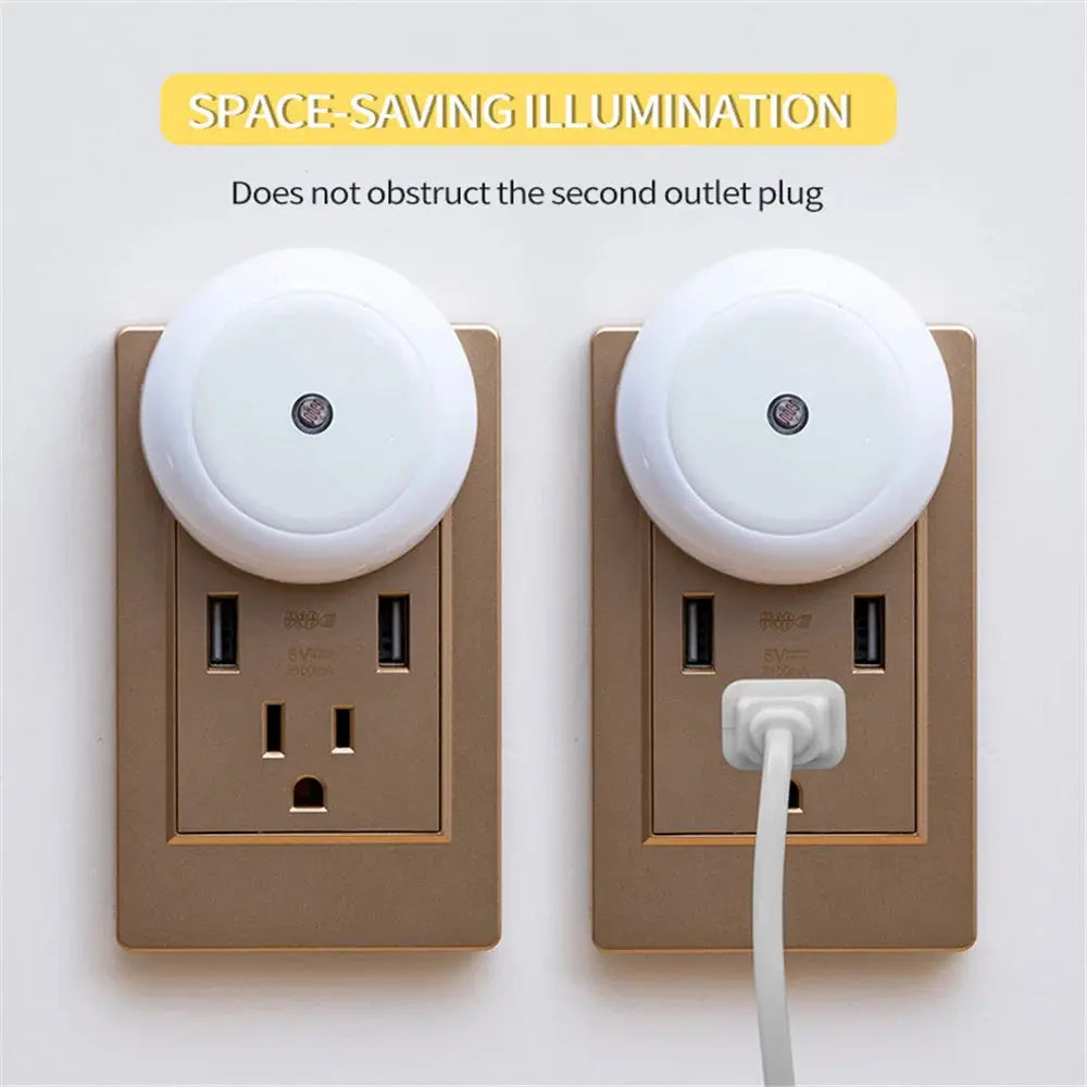 LED Night Light Smart Night Sensor Round Plug in Wall Night Lamp Bathroom Home Kitchen Hallway Staireway Bedroom Nightlight tableandwalllamps