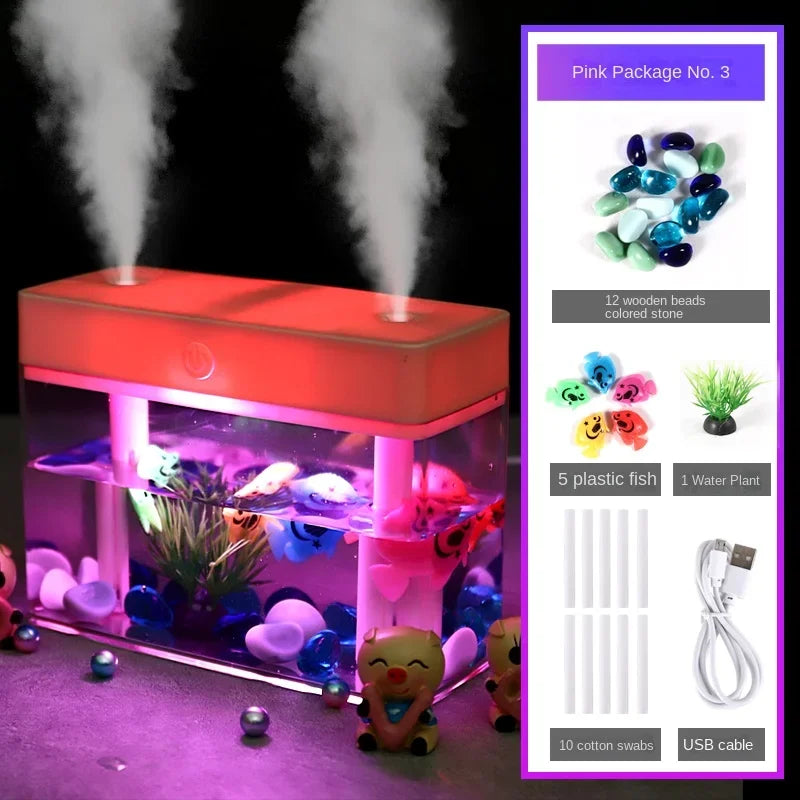 USB Humidifier Dual Nozzle Essential Oil Diffuser Large Mist Volume Silent Ultrasonic Air Purifier Desktop Aromatherapy Machine tableandwalllamps