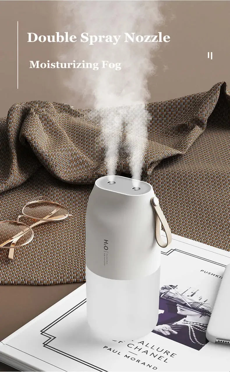 2000mAh USB 300ml Dual Sprayer Air Humidifier Rechargeable Battery Wireless Fogger Diffuser Light Umidificador tableandwalllamps