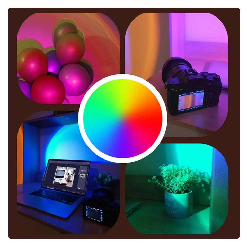 1x USB Sunset Lamp LED Rainbow Neon Night Light Projector Photography Wall Atmosphere Lighting for Bedroom Home Room Decor Gift tableandwalllamps