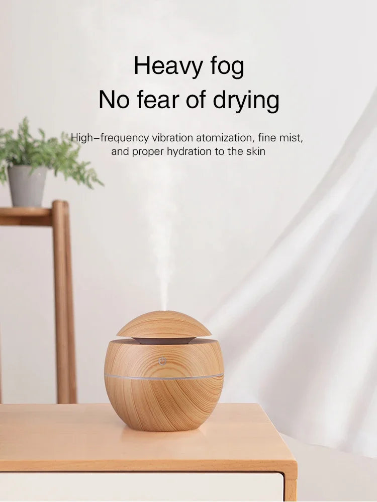 USB Ultrasonic Cool Mist Sprayer Essential Oil Fragrance Mini Home Wood Grain Air Humidifier Electric Air Aroma Diffuser Purifie tableandwalllamps