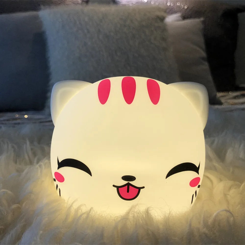 Rabbit Cow Cat LED Night Light Touch Sensor Colorful Battery Powered Silicone Animal Lamp for Children Baby Gift tableandwalllamps