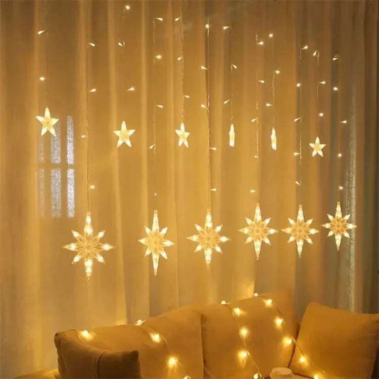 Christmas Lights Solar Moon Star LED String Lights Decoration for Home outdoor Wedding Led Curtain Lamp Holiday Decor tableandwalllamps