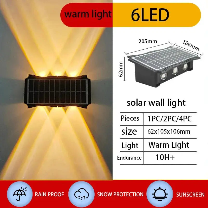 Solar Wall Light Outdoor Wall Lamp High Brightness Waterproof Decor for Home Garden Porch Solar UP and Down Illuminate Solar tableandwalllamps