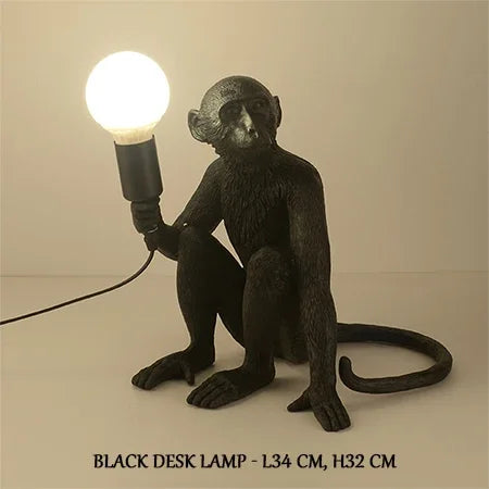 SANDYHA Nordic Resin Table Light Black White Monkey Led Desk Lamp for Bedside Children's Room Study Coffee Shop Decor Wall Lamps tableandwalllamps