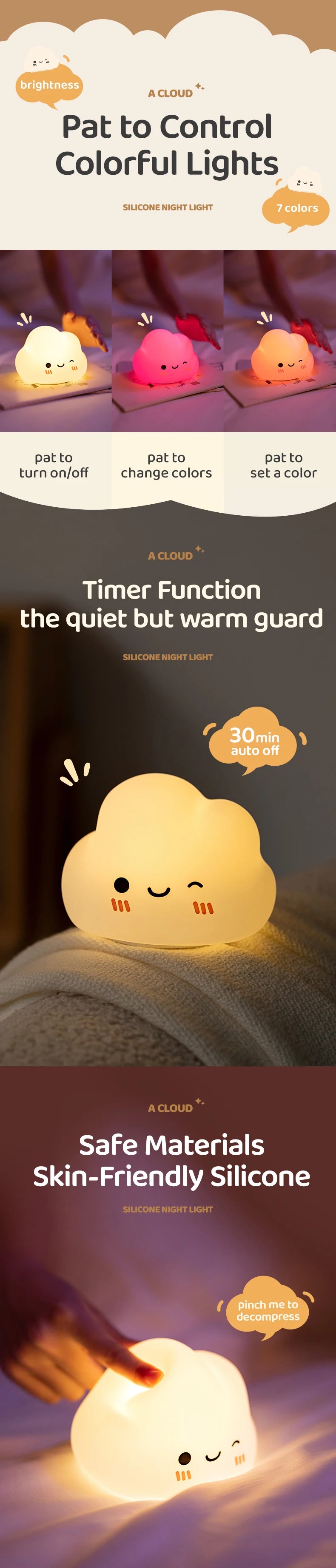 Cute Duck Night Light Bedside Desk Pat Touch Silicone Night Lamp Dimmable Baby Kids Room Decor Ambient Lighting Birthday Gifts tableandwalllamps