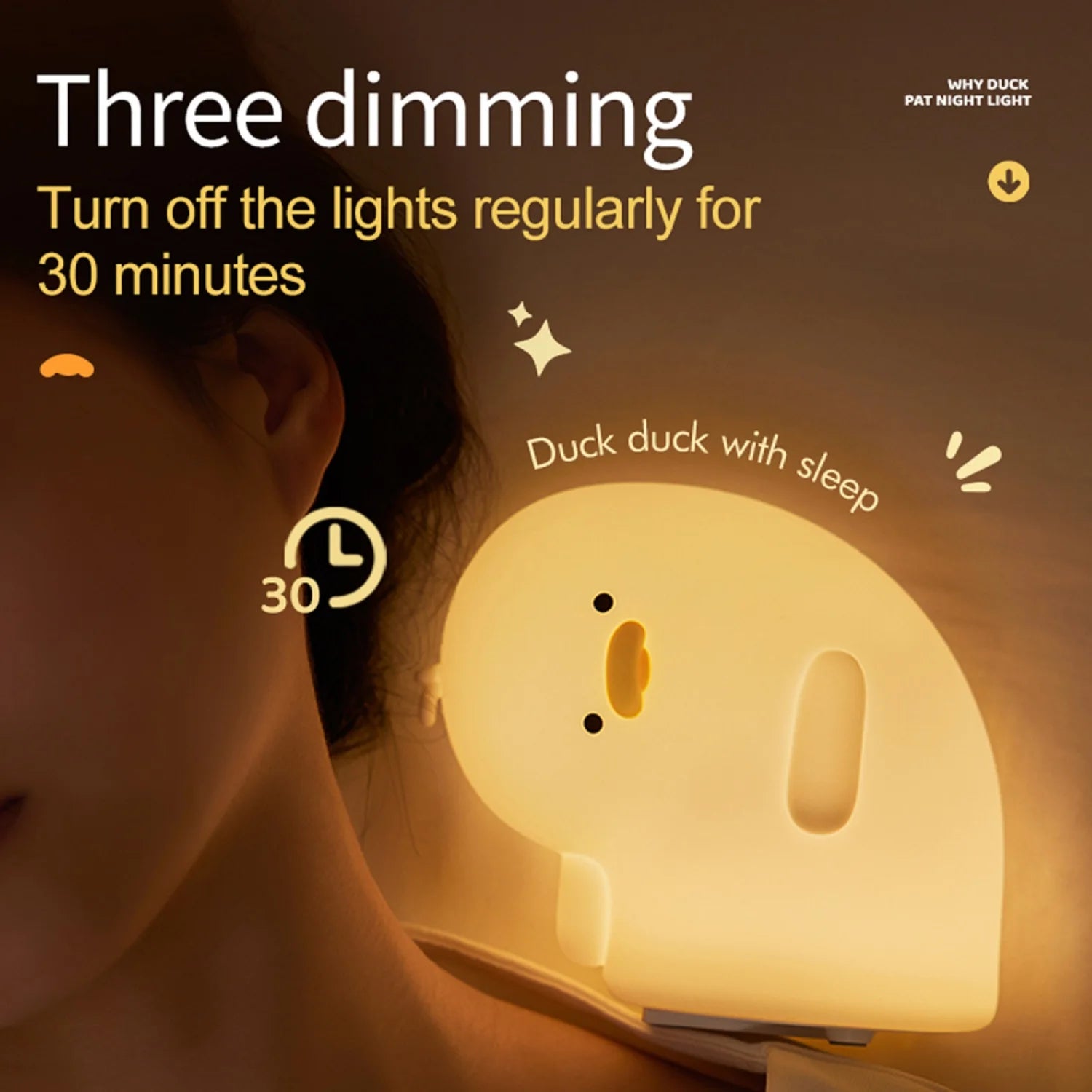 Funny Duck Rechargeable LED Night Light Silicone Lamp Bedside Cartoon Cute Children Nightlights for Home Room Decor Birthday Gif tableandwalllamps