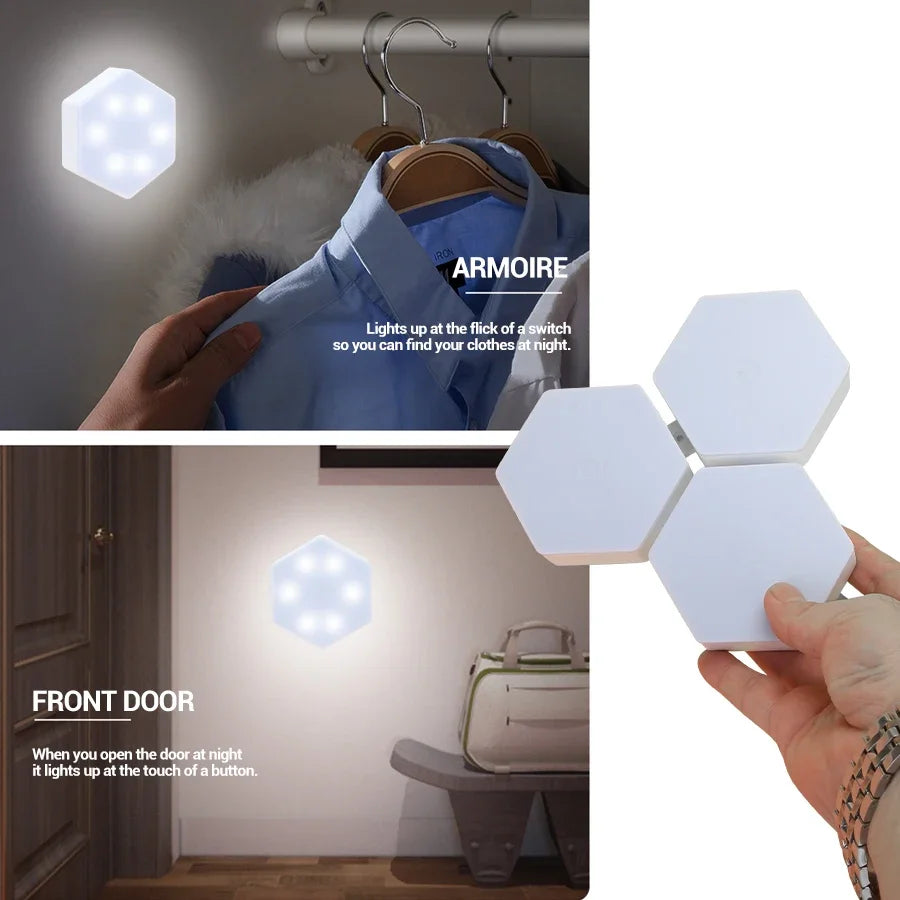 6pcs Touch Control Hexagonal LED Wall Light,Honeycomb Lights, Touch Sensitive Wall Lights, Night Lights, Honeycomb Lights tableandwalllamps