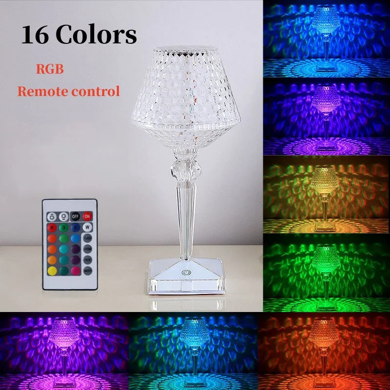 Crystal Table Lamp Rechargeable Touch Light-changing Eye Protection Lamp For Home Bedroom Bedside Decoration Lights Dropshipping tableandwalllamps