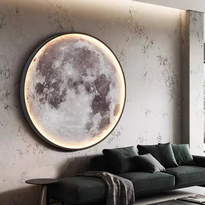 Nordic Art Design LED Moon Wall Lamp Bedroom Bedside Living Room Background  Lights Corridor Mural Courtyard Lighting Decor tableandwalllamps