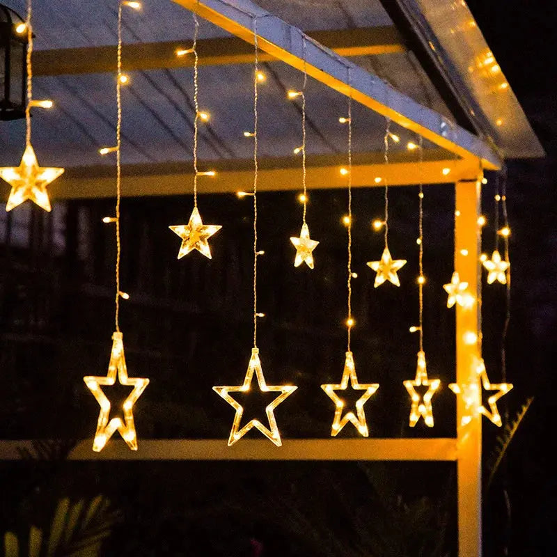 Christmas Lights Solar Moon Star LED String Lights Decoration for Home outdoor Wedding Led Curtain Lamp Holiday Decor tableandwalllamps