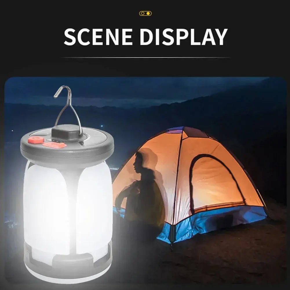 High Power Solar LED Camping Lantern Rechargeable 4500mAh 1000LM Emergency Power Bank Foldable 6 Light Modes for Camping Fishing tableandwalllamps