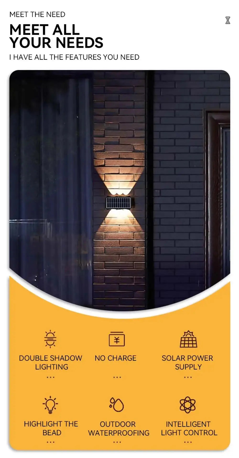 Solar Wall Light Outdoor Wall Lamp High Brightness Waterproof Decor for Home Garden Porch Solar UP and Down Illuminate Solar tableandwalllamps