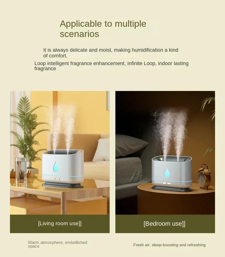 1000ML Ultrasonic Air Humidifier Aromatherapy Humidifiers Diffusers Wireless Double Spray Home Bedroom Essential Oils Diffuser tableandwalllamps