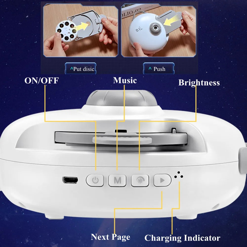 New 32 in 1  Planetarium Projector Starry Sky Night Light with Bluetooth Music Star Projector LED Lamp for  Bedroom Decor tableandwalllamps