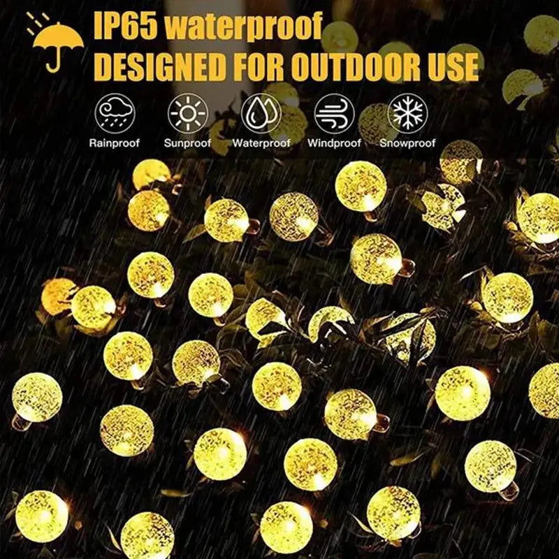 Solar String Lights Outdoor Crystal Fairy Light Chritmas Garland 8 Modes Waterproof Patio Light for Garden Party Decor tableandwalllamps