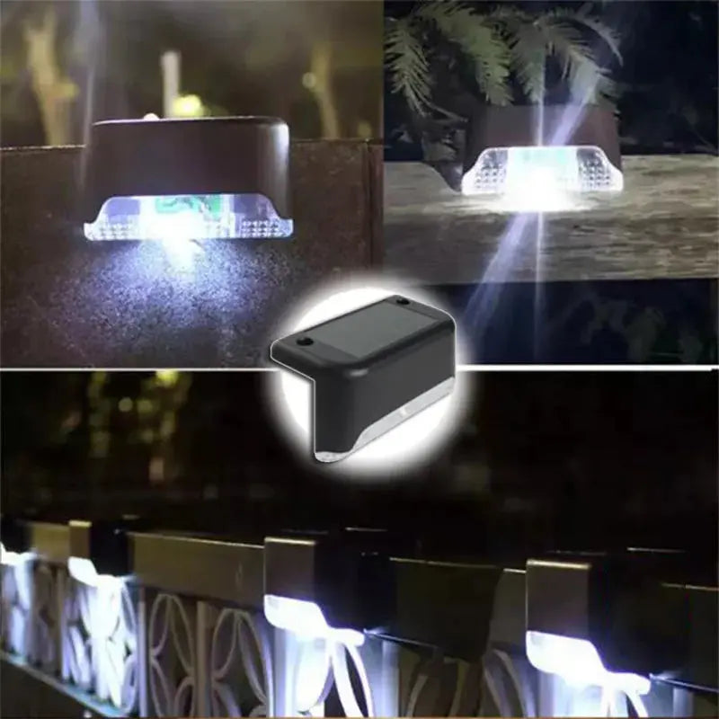 Warm White LED Solar Step Lamp Path Stair Outdoor Garden Lights Waterproof Balcony Light Decoration for Patio Stair Fence Light tableandwalllamps