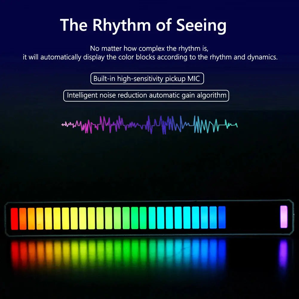 Smart RGB Symphony Sound Control LED Light Music Rhythm Ambient Pickup Lamp App Control For Compute Gaming Desktop Decor tableandwalllamps