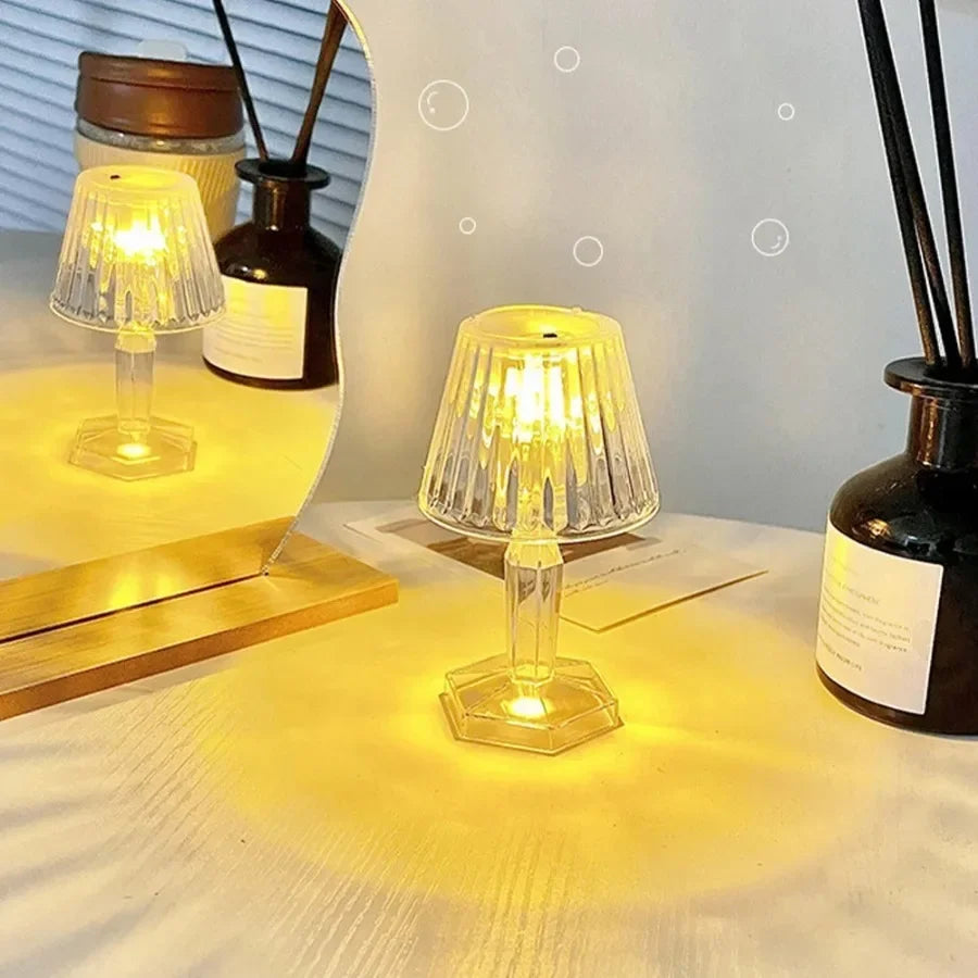 Led Diamond Table Lamp Rechargeable Night Lights Crystal Projection Desk Lamps Home Acrylic Xmas Decor Lighting Fixtures Gift tableandwalllamps