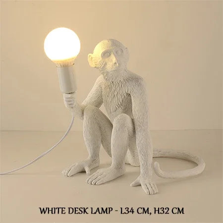 SANDYHA Nordic Resin Table Light Black White Monkey Led Desk Lamp for Bedside Children's Room Study Coffee Shop Decor Wall Lamps tableandwalllamps