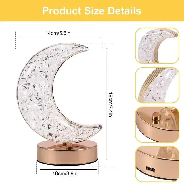 Bedroom Crystal Touch Dimming Night Light Girls Room Home Decor Aesthetics USB Charging Bedside LED Ambient Table 3D Moon Lamp tableandwalllamps