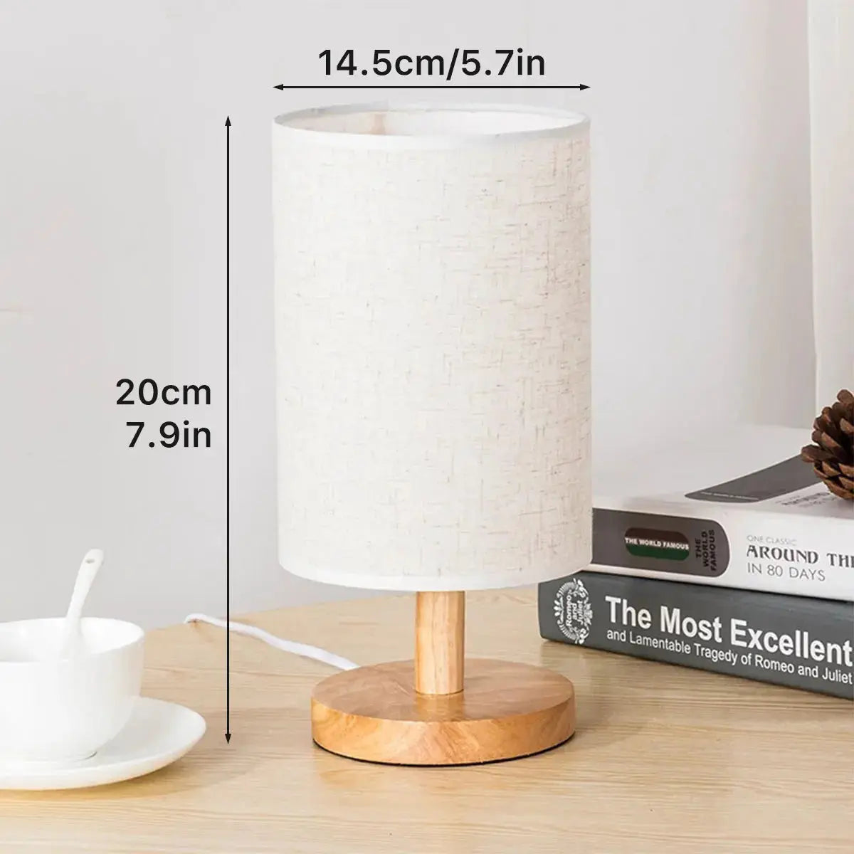 USB Bedside Lamp Night Lights Table Lamp For Bedroom Wooden Desk Lamp Bedside Night Light with Cylinder Lamp Shade Home Decor tableandwalllamps