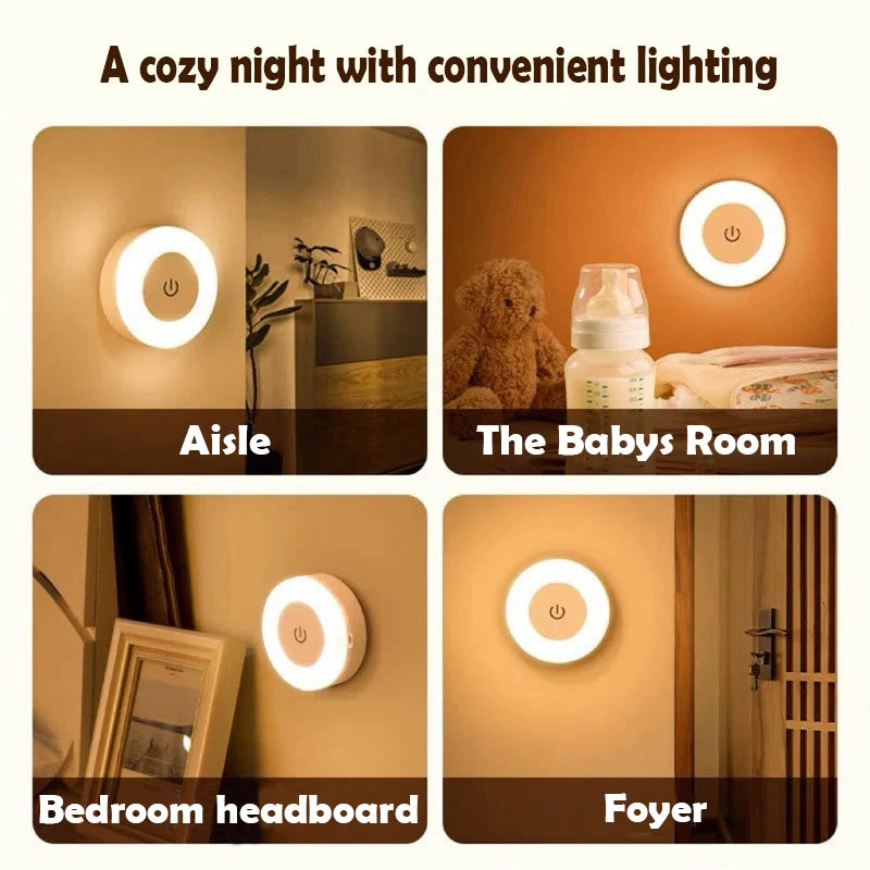 Dimming Touch LED Night Light USB Rechargeable Night Lamp Dedroom Kitchen Cabinet Wardrobe Lamp Staircase Wireless Closet Light tableandwalllamps