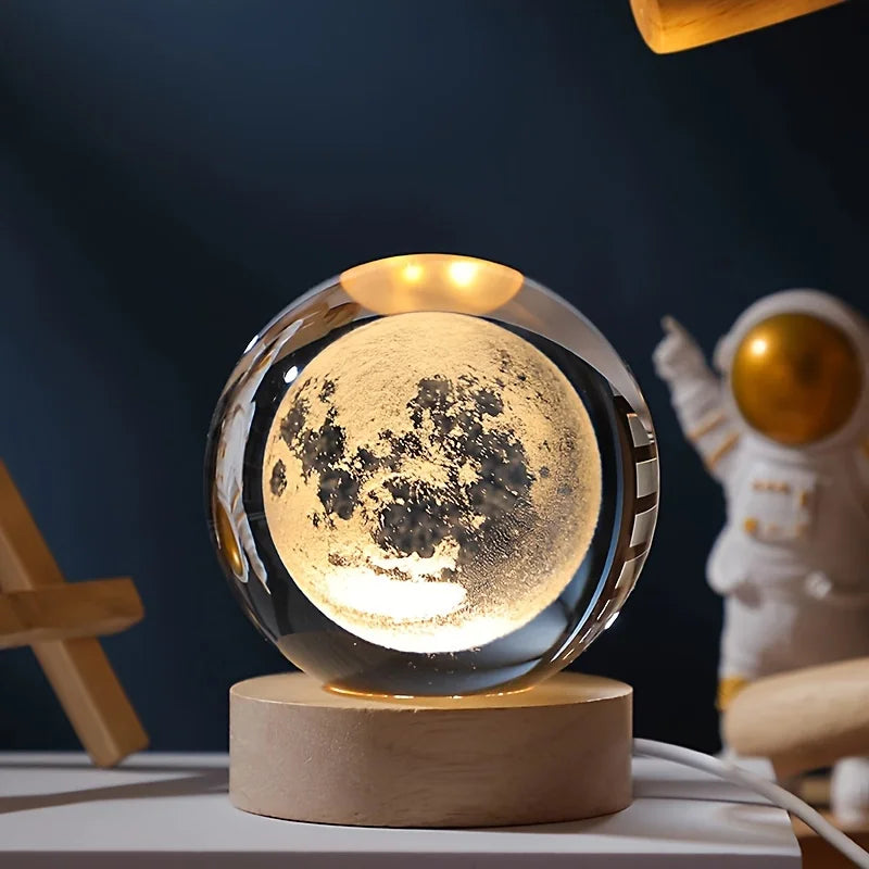 USB LED Night Light Galaxy Saturn 3D Crystal Ball Mood Light Bedroom Home Decor Table Lamp for Children Christmas Creative Gift tableandwalllamps