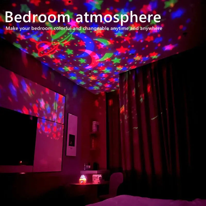 LED Starry Galaxy Projector Light RGB Smart Remote Control Star Aurora Lamp KTV USB Powered Auto Rotating for Home Bedroom Decor tableandwalllamps