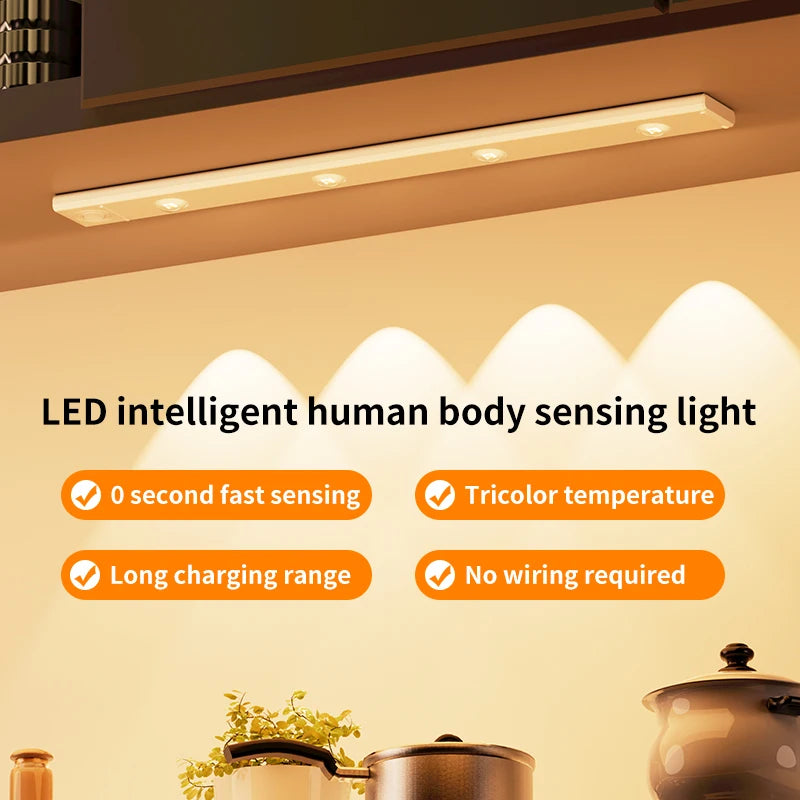 Human body sensing LED light Intelligent wireless charging light Self-adhesive kitchen wardrobe wine cabinet free installation tableandwalllamps