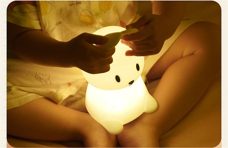 Cute Silicone Night Light Rabbit Whale Cat Touch Sensor USB Rechargeable Bedroom Bedside Lamp For Kids Baby Dropshipping tableandwalllamps