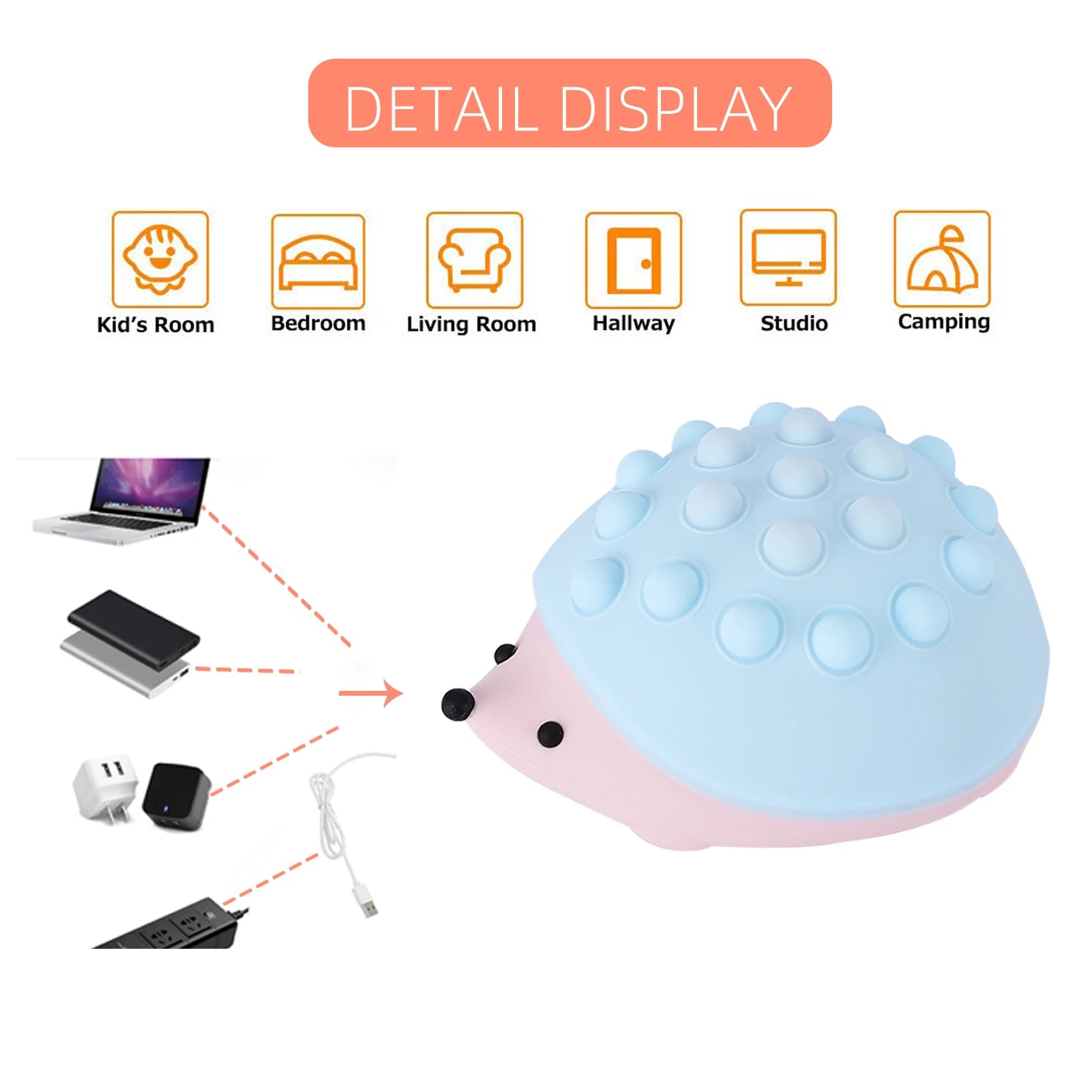 Office Decompression Toy Night Light Cute Hedgehog Colorful Eye Protection Baby Bedroom Nursing Lamp Creative Gift Child Friend tableandwalllamps