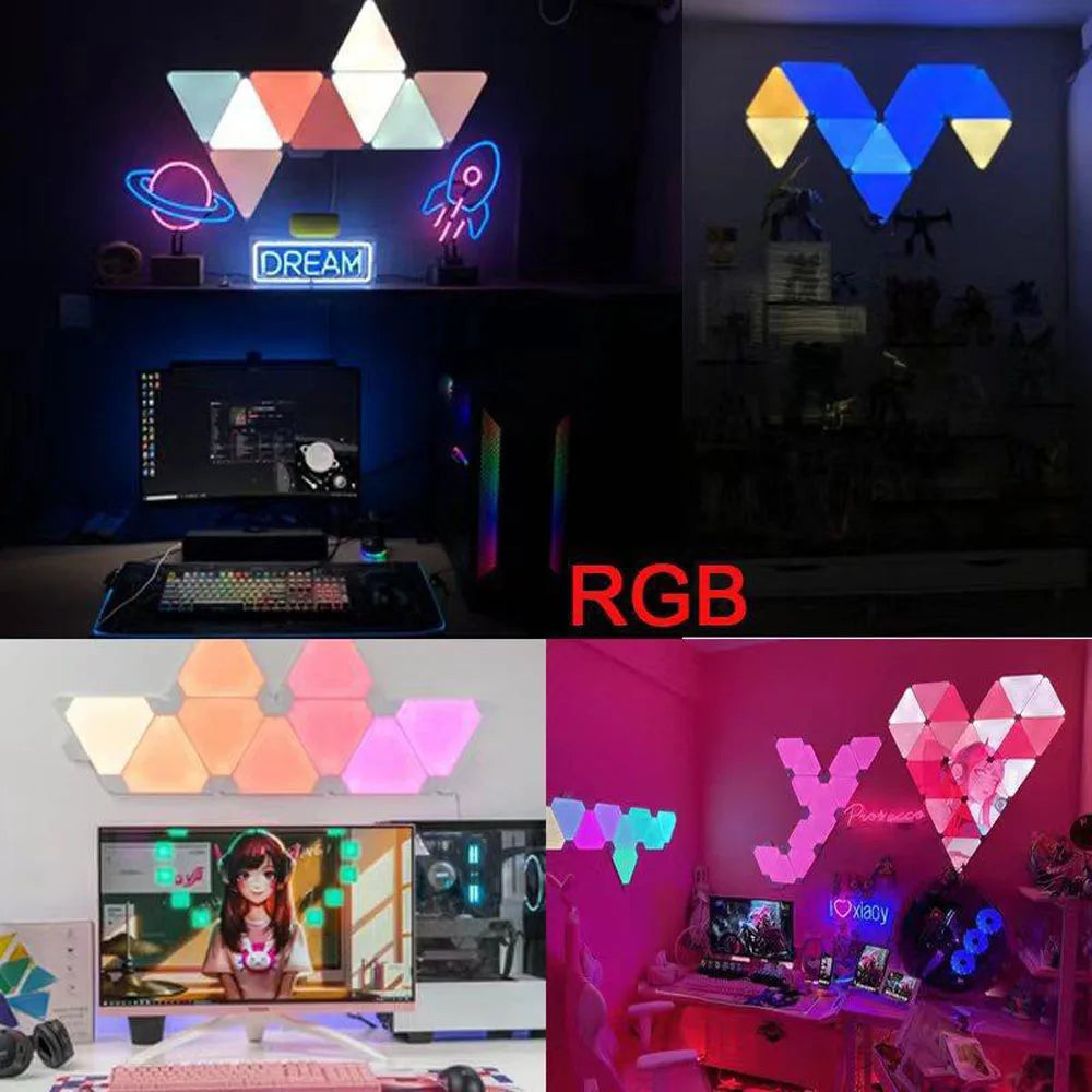 WIFI Bluetooth 5V USB Triangle Lamps Quantum Atmosphere LED Night Light For Game Bedroom Decoration Creative Decorat Wall Lamps tableandwalllamps