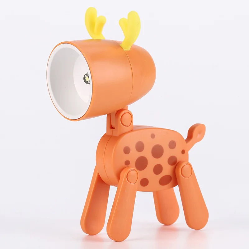 LED Night Light Mini Cute Pet Light Kawaii Gift Cartoon Dog Deer Folding Table Lamp Kids Room Bedside Bedroom Living Room Decor tableandwalllamps