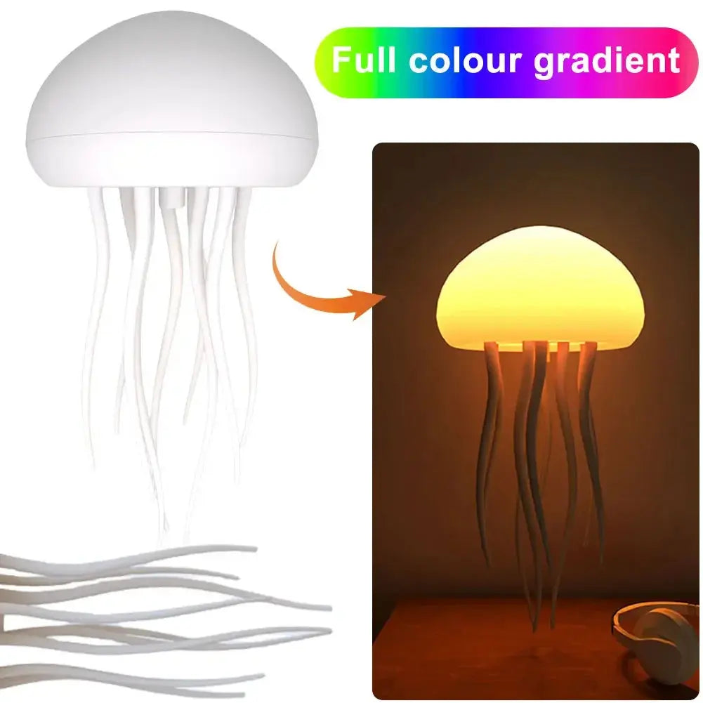 Cartoon Dancing Jellyfish Night Light RGB Gradient Cute Jellyfish Bedside Lamp Voice Control Type-C Charging LED Night Lamp tableandwalllamps