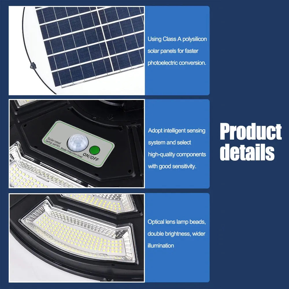 Solar Garden Lights Outdoor Waterproof with Motion Sensor and Remote Solar Street Lamp Security Lights for Parking Yard tableandwalllamps