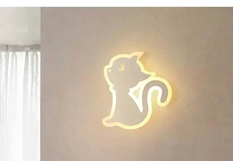 Children's room wall light Northern Europe modern simple creative male and female bedroom minimalist bedside lamp cat wall light tableandwalllamps