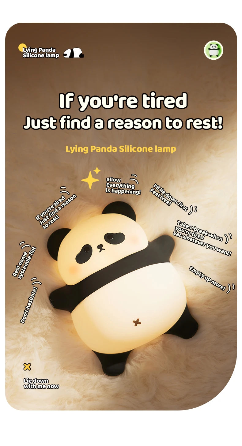 4Styles Panda LED Night Light Cute Silicone Lamp Baby Nursery Touch Sensor Nightlight Rechargeable with 3 Warm Light for Bedroom tableandwalllamps