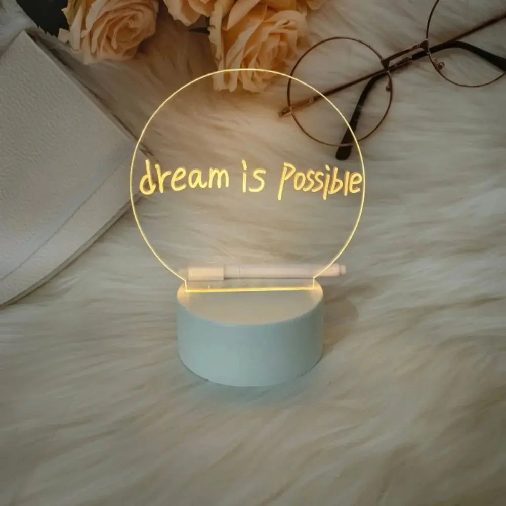 Transparent Luminous LED Night Lights USB Luminous Acrylic Night Light Erasable Write Message Board Calendar Desktop Ornaments tableandwalllamps