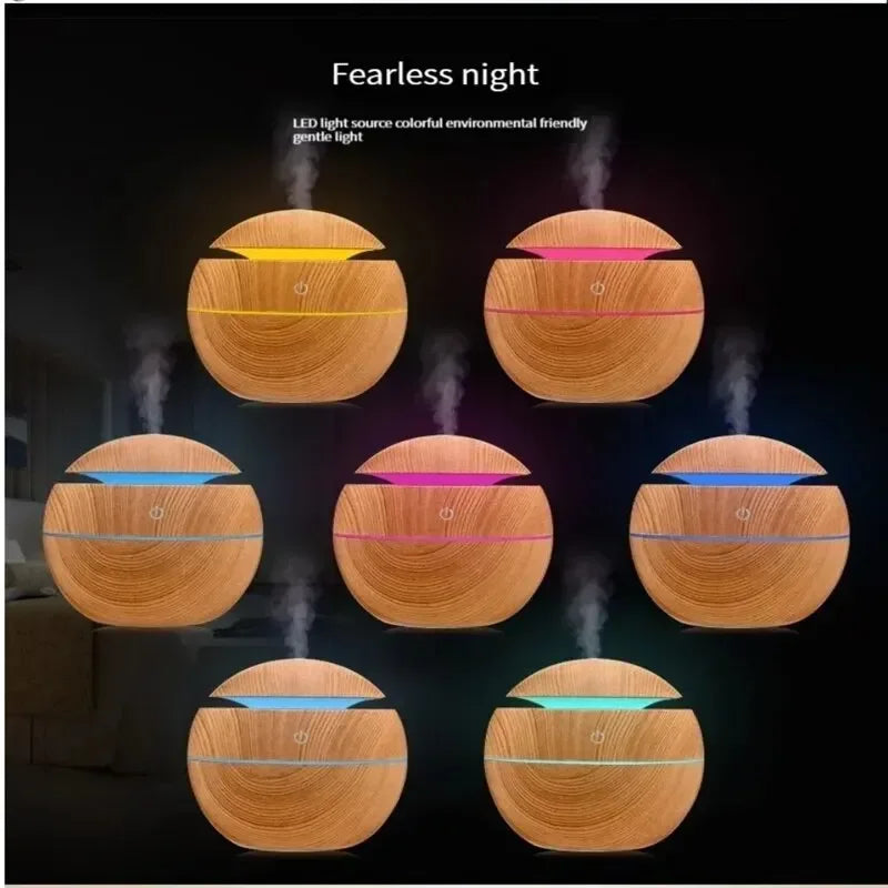 USB Ultrasonic Cool Mist Sprayer Essential Oil Fragrance Mini Home Wood Grain Air Humidifier Electric Air Aroma Diffuser Purifie tableandwalllamps