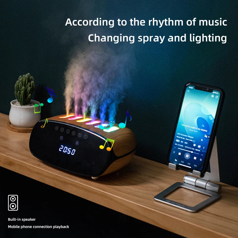 Essential Oil Diffuser, Aroma Diffuser with Bluetooth Speaker Alarm Clock - 500ml Cool Mist Humidifier with for Large Room Home tableandwalllamps