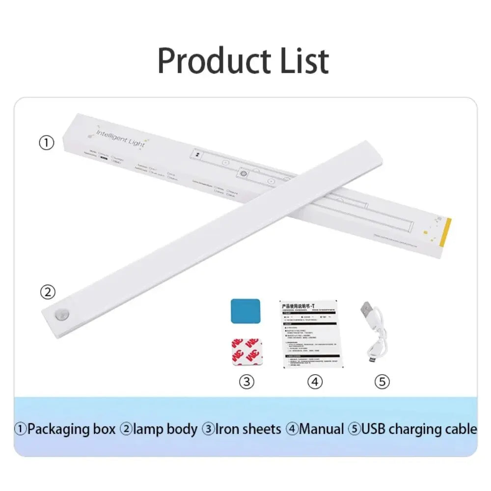 LED Cabinet Light USB Type-C Rechargeable Motion Sensor Led Lamp for Kitchen Wardrobe Cabinet Lighting 20cm/30cm/40cm/50cm/60cm tableandwalllamps