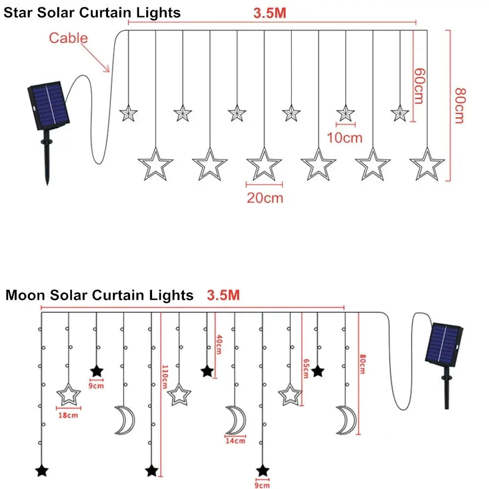 Christmas Lights Solar Moon Star LED String Lights Decoration for Home outdoor Wedding Led Curtain Lamp Holiday Decor tableandwalllamps