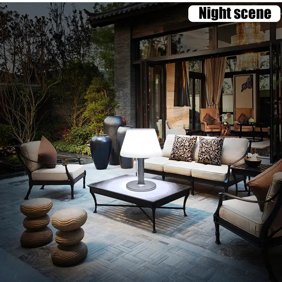 Solar Table White Night Light Household Outdoor Garden Indoor Desk Solar Read Lamp Stainless Steel Balcony LED Lighting Lamps tableandwalllamps